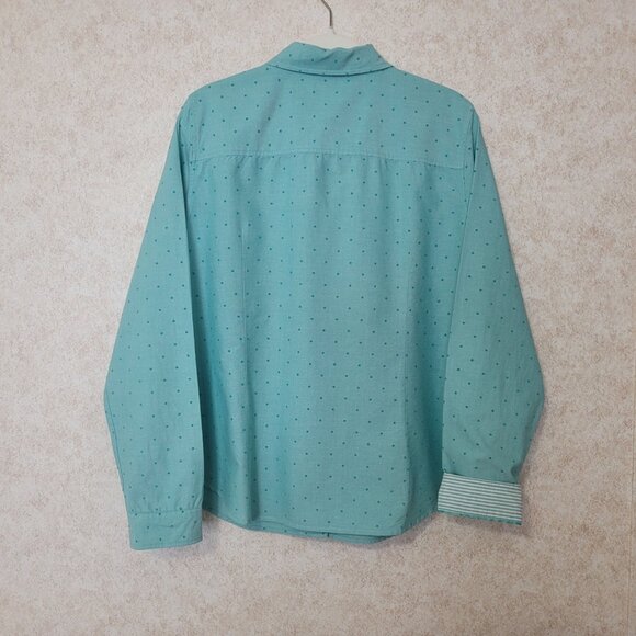 Blue Polka Dot Button Long Sleeve Shirt Womans Size XL - Picture 4 of 16